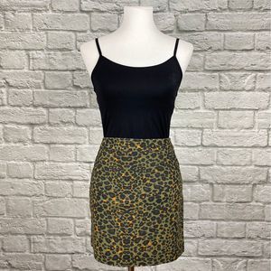 H&M Olive Leopard Print Skirt